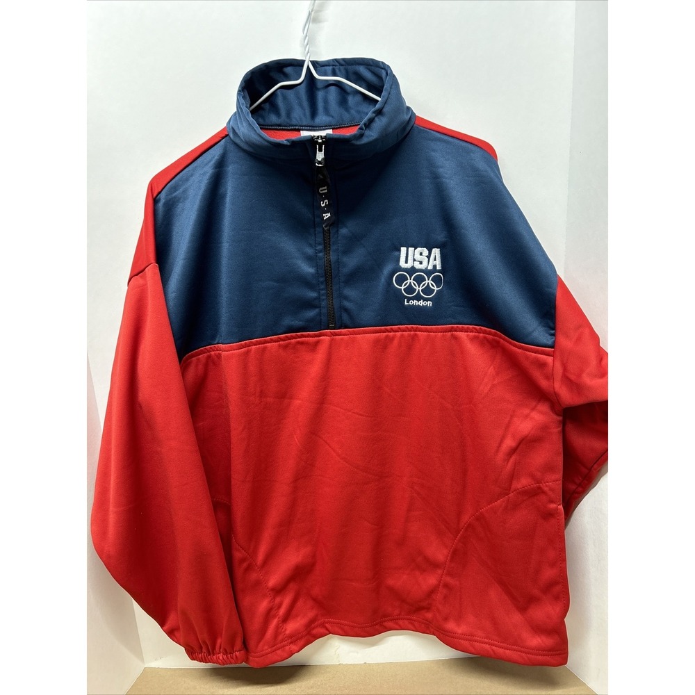 Vintage‎ Pullover Jacket Olympic USA London Women's L Red Embroidered